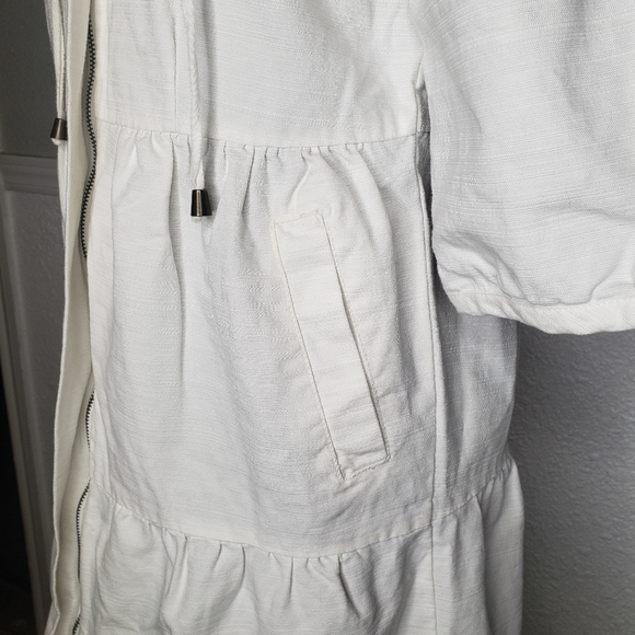 Anthropologie Tulle Tiered Short Sleeve Floral Lined Hooded Jacket Size Small - Picture 4 of 9